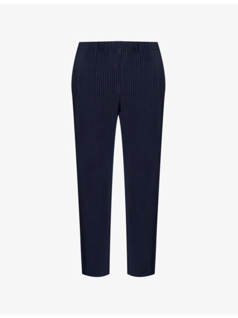 Regular-fit pleated knitted trousers