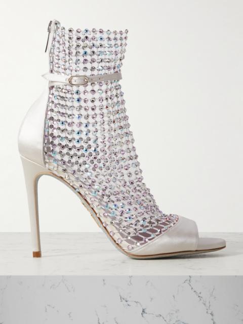 Galaxia Crystal-embellished Satin And Mesh Pumps