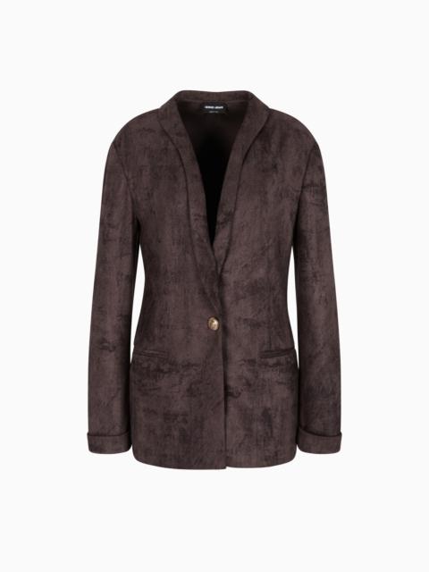 SINGLE-BREASTED JACKET IN ALCANTARA-EFFECT JERSEY