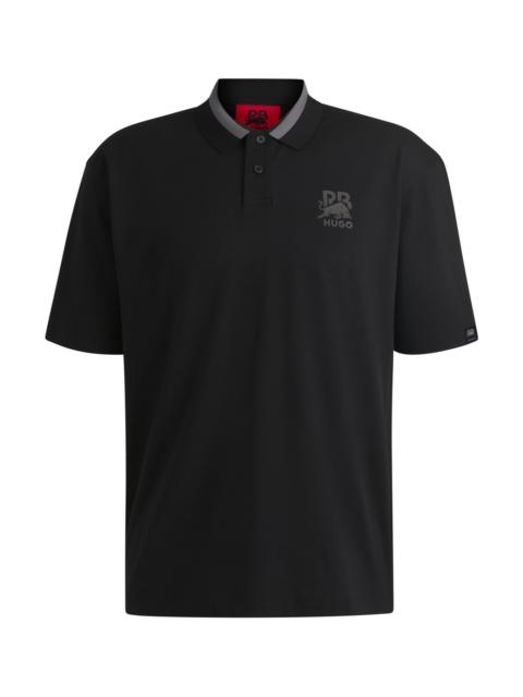 HUGO X RB STRETCH-COTTON POLO SHIRT WITH CARBON STEALTH LOGO
