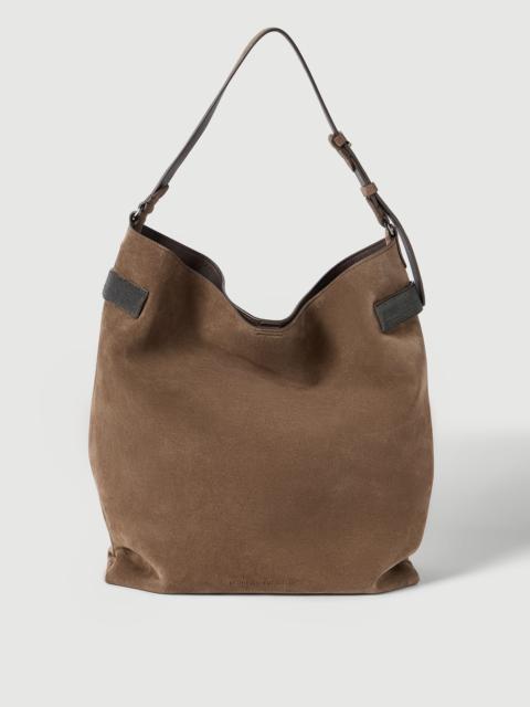 Essence hobo bag in suede with precious bands