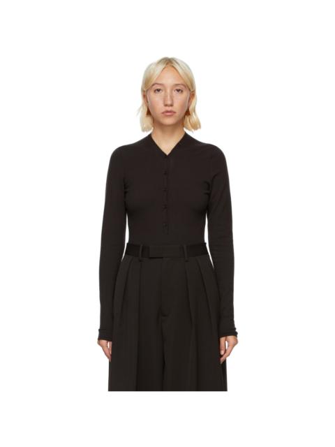 Brown Cashmere V-Neck Bodysuit