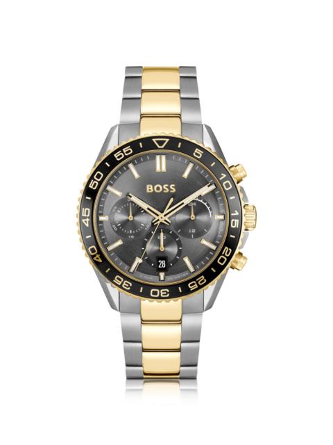 TWO-TONE LINK-BRACELET CHRONOGRAPH WATCH WITH GRAY DIAL