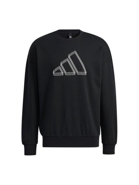 Men's adidas St Logo Sweat Logo Printing Sports Round Neck Pullover Black H39359
