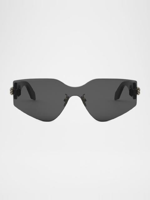 Serpenti Rimless Metal & Nylon Shield Sunglasses
