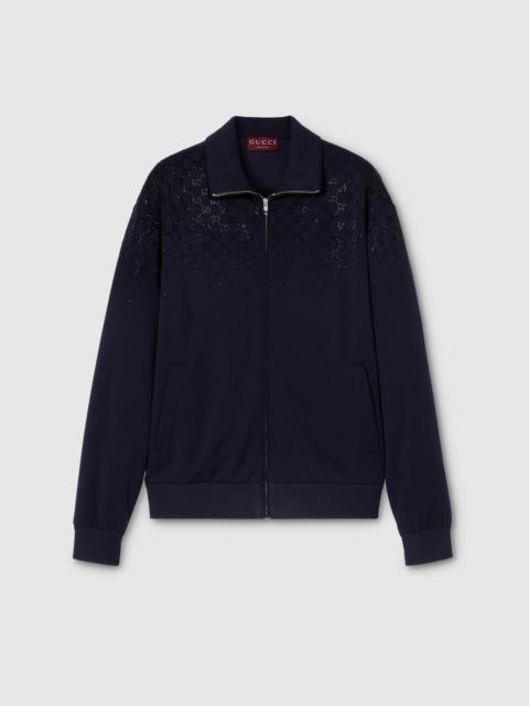 Technical jersey zip jacket with crystals