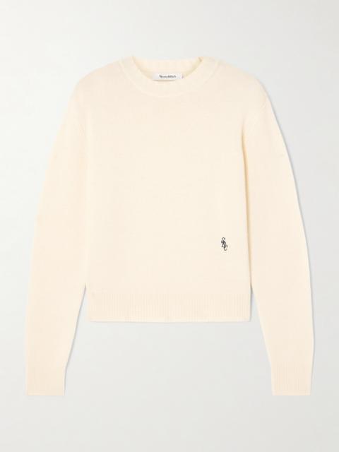 Src Cropped Embroidered Cashmere And Wool-blend Sweater