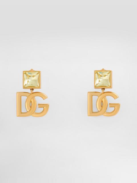 Earrings with DG logo and rhinestones
