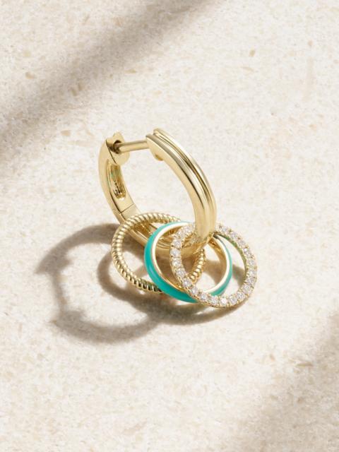 9-karat Gold, Enamel And Diamond Single Hoop Earring