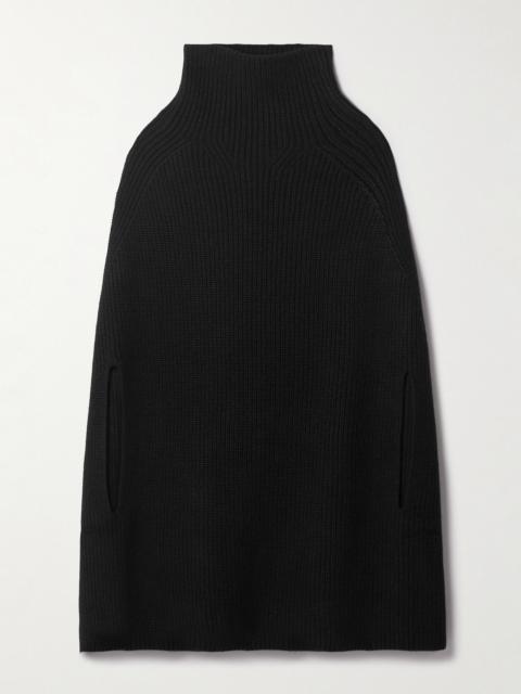 Marine Ribbed Cashmere Cape