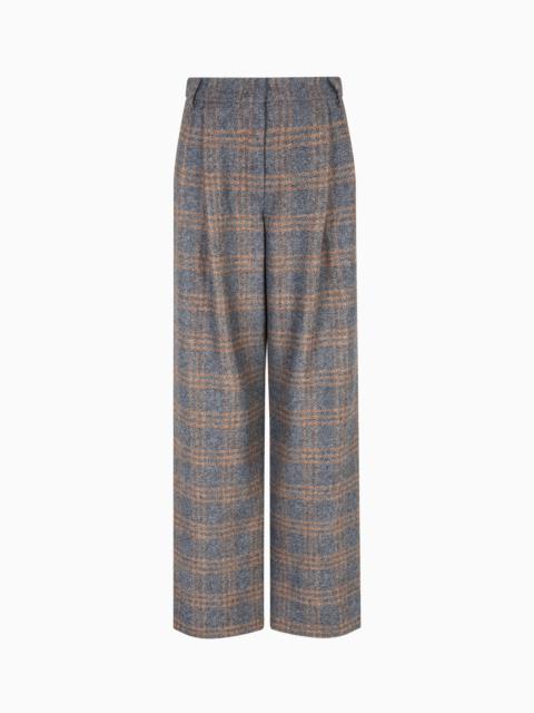 ICON CHECK-MOTIF VIRGIN-WOOL BLEND TROUSERS WITH PLEATS
