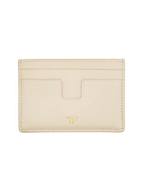 Beige Grain Leather Card Holder