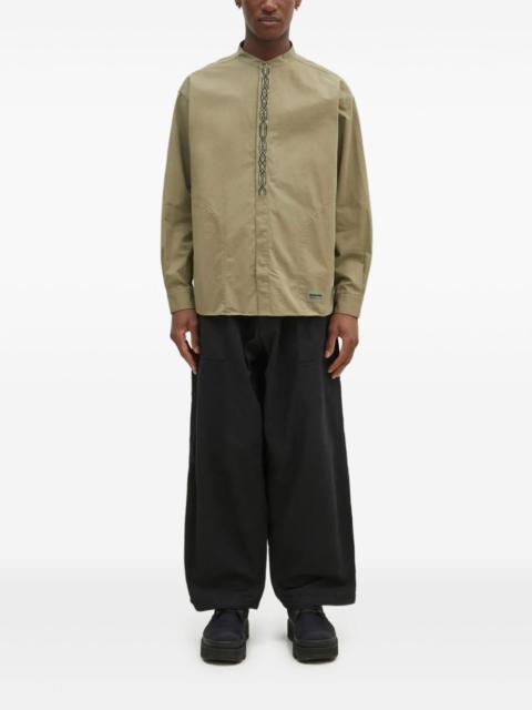 embroidered mandarin-collar shirt