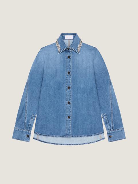 SHIRT IN WASHED DENIM WITH CRYSTALS