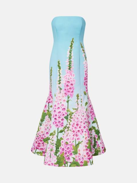 Floral printed bustier gown