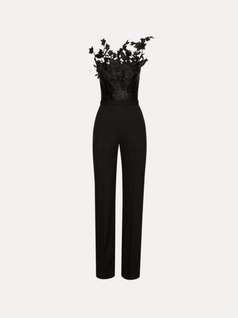METALLIC CHERRY BLOSSOM EMBROIDERED JUMPSUIT