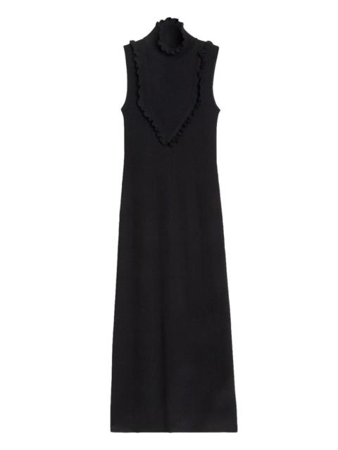 ribbed ruffle maxi dress
