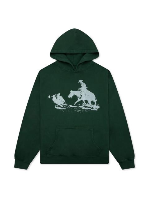 DRIFTIN’ BACK HOODED SWEATSHIRT - HARD WASHED FOREST GREEN
