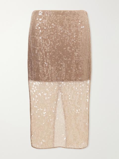 Allora Sequined Chiffon Midi Skirt