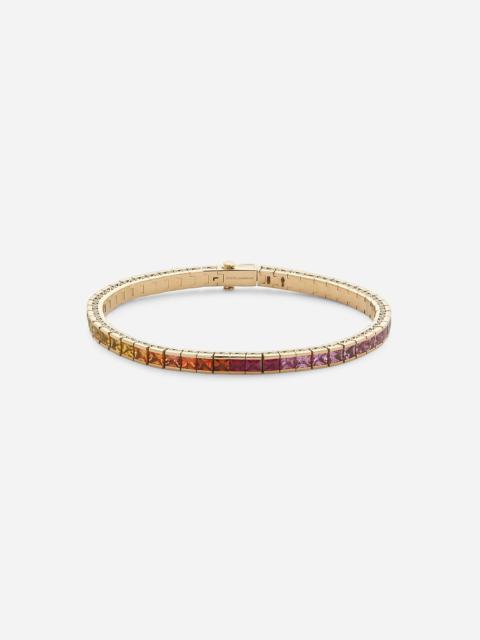 Tennis bracelet in yellow gold 18kt with multicolor sapphires