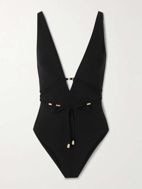 Lagon embellished open-back swimsuit Black