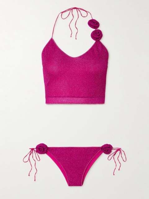 Lumière Rose Appliquéd Metallic Bikini