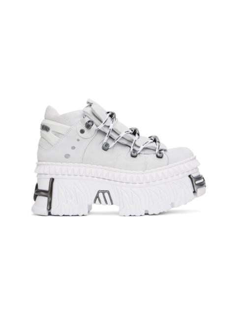 White & Gray New Rock Edition Fire Platform Sneakers