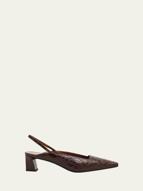 Morpheus Croc-Printed Leather Slingback Pumps