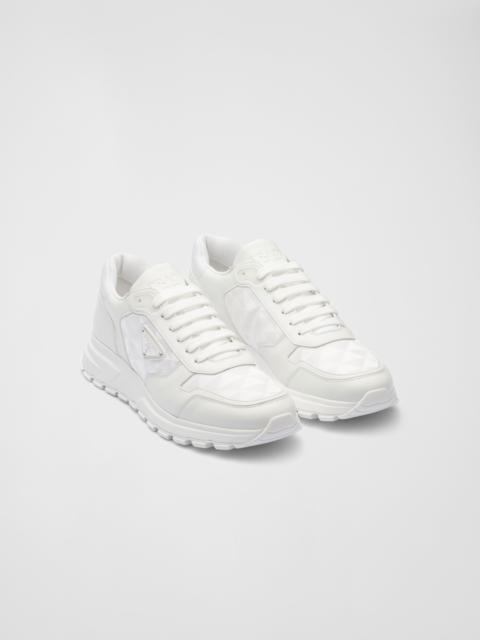 Leather and Re-Nylon high-top sneakers