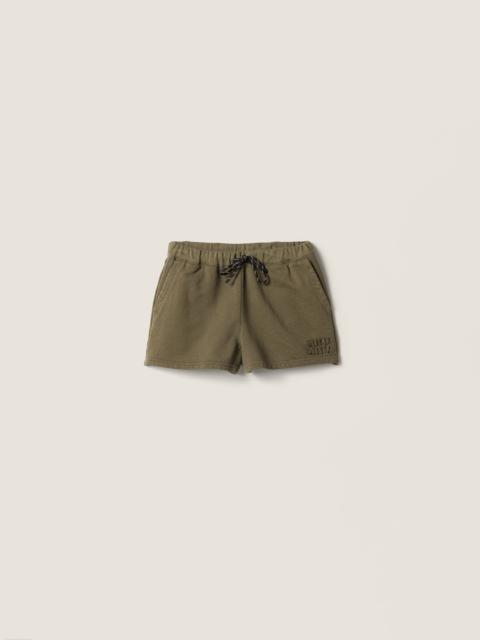 Garment-dyed fleece shorts