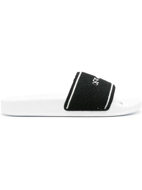 OFF-WHITE Chenille Slide Logo Embroidered Black White