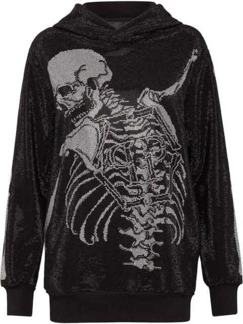 rhinestone-embellished skeleton hoodie
