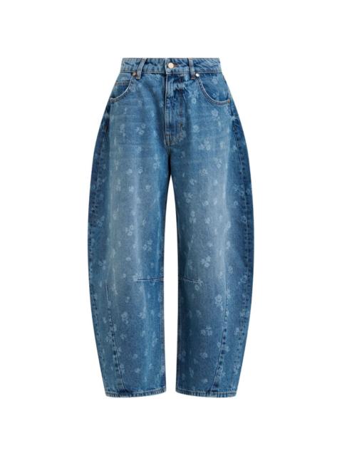 floral-print jeans