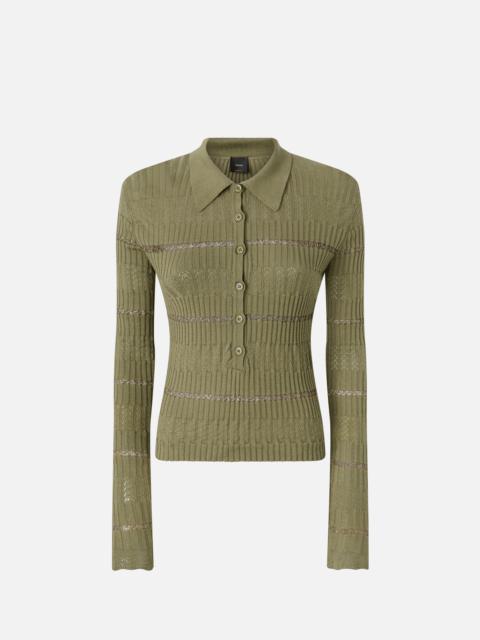 LONG-SLEEVED POLO SHIRT WITH METALLIC STRIPE