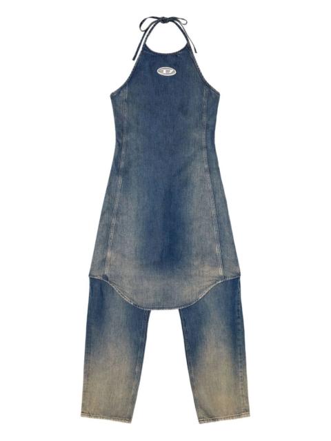 Cynthia halter-neck denim jumpsuit