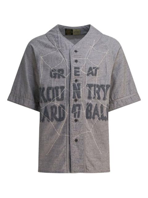 text-print buttoned shirt