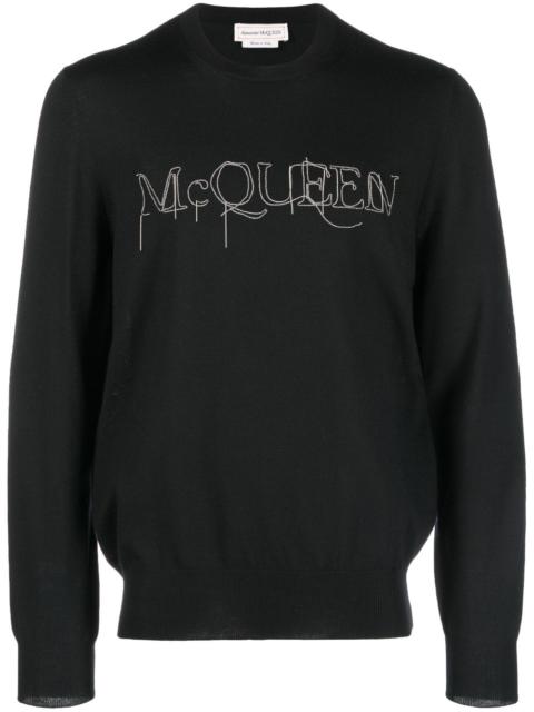 embroidered-logo cotton jumper