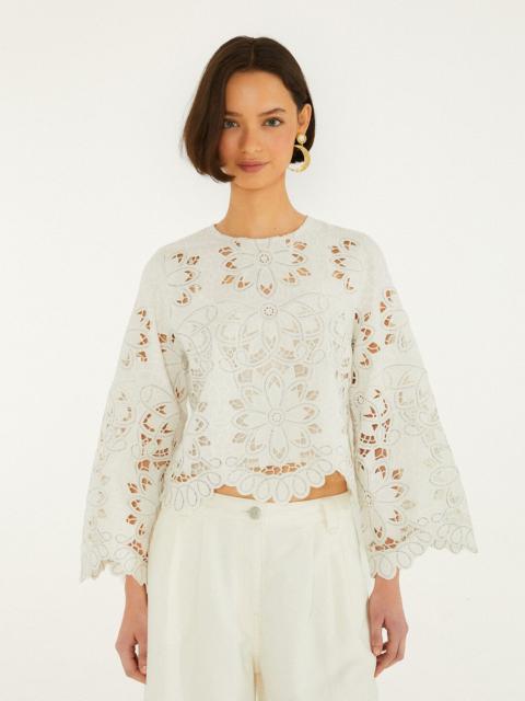 Off-White Flowers Richelieu Long Sleeve Blouse