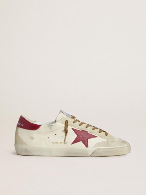 Men's Super-Star with red leather star and beige suede inserts
