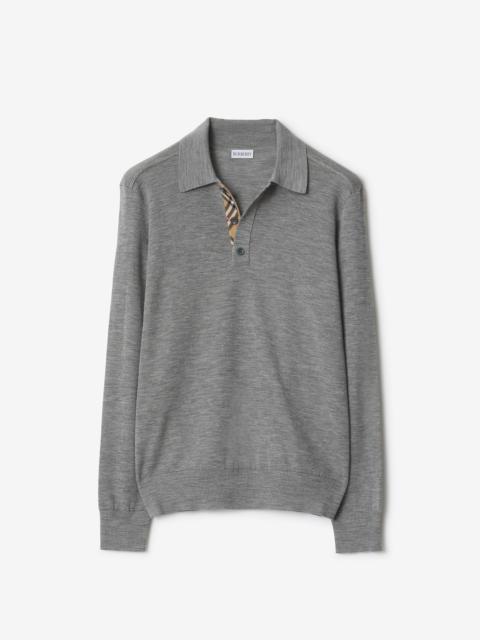 Long-sleeve Wool Polo Shirt