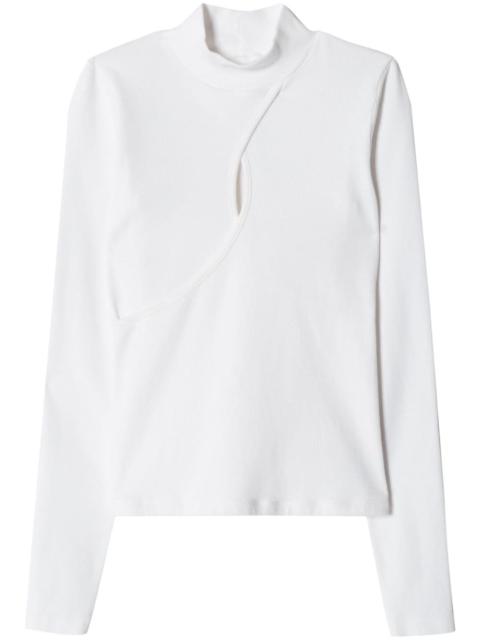 keyhole cut-out mock neck top