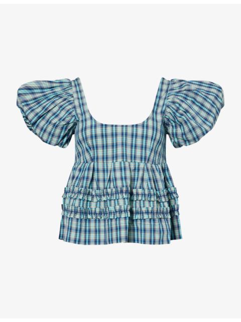 Summer Joy Puff-Sleeve Cotton Blouse