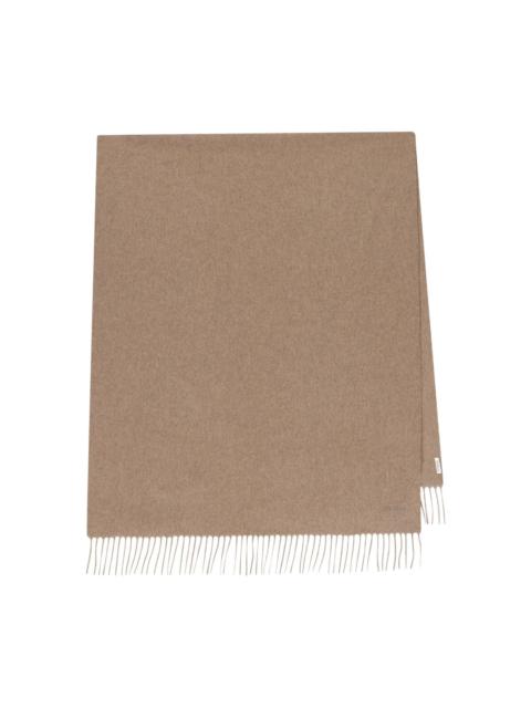 logo-embroidered fringed scarf
