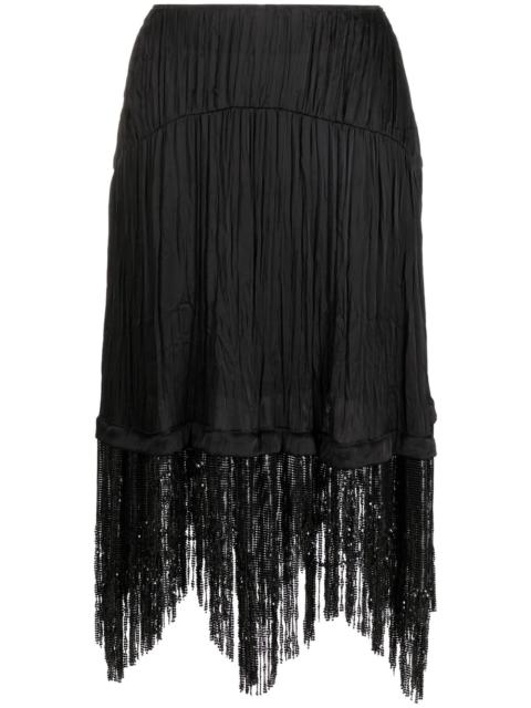fringe-detail asymmetric skirt