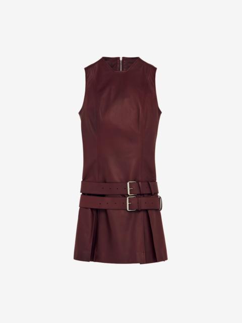 Leather Double Belt Mini Dress