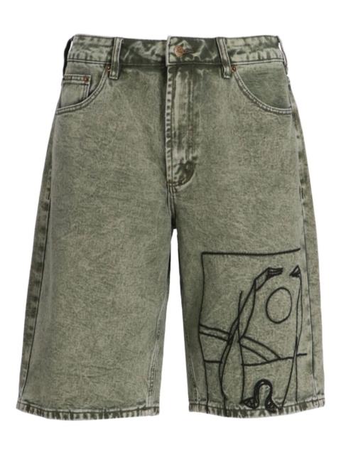 embroidered-panel cotton shorts