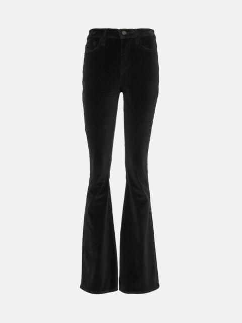 High-rise velvet flared pants