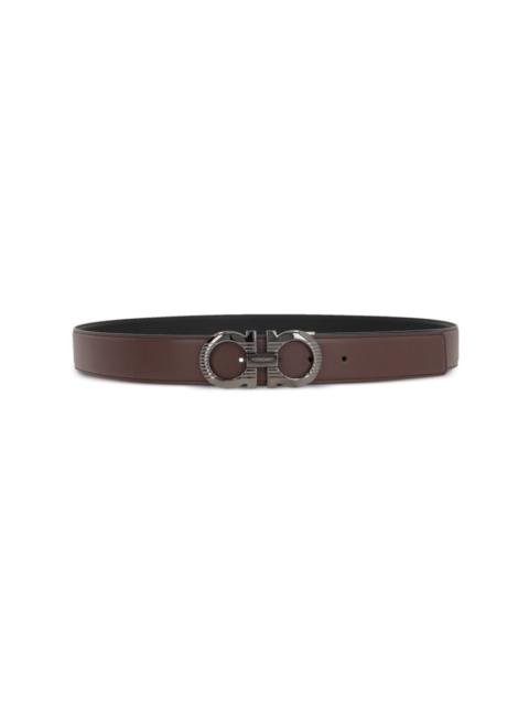 Gancini-buckle leather belt