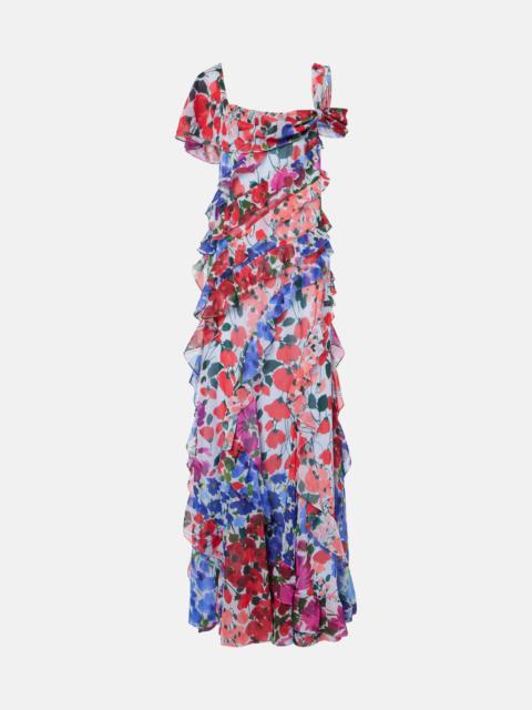 Floral ruffled chiffon gown