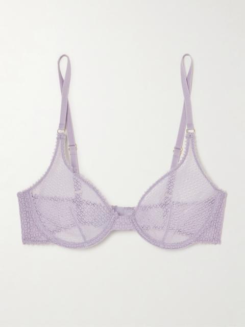 Crocheted Lace And Mesh Underwired Soft-cup Bra